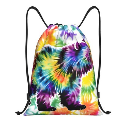 13.5"x 8" Cotton Drawstring Backpack with Side Pocket